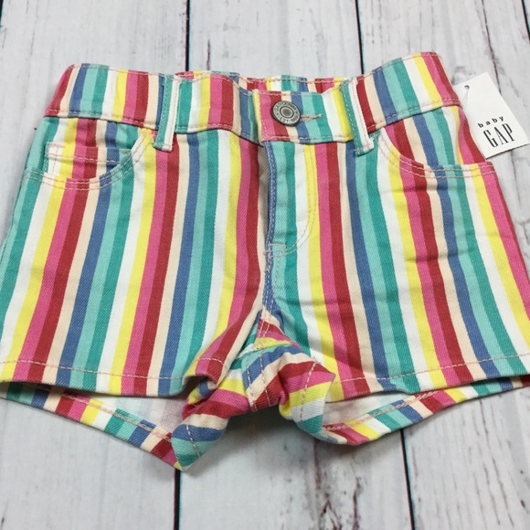 Gap Girls 18 24 Months Kitten Shirt & Rainbow Denim Shorts Outfit - Picture 3 of 5